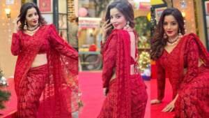 मोनालिसा का फोटो हुआ वायरल, लाल साड़ी में दिखाया अपना कातिलाना अंदाज